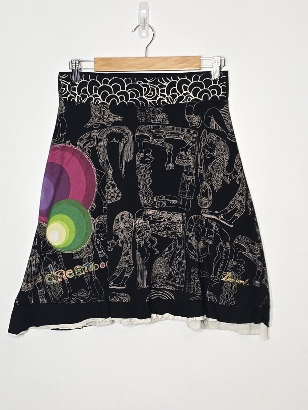 Desigual Black Dreamboo 100% Cotton People Pattern Lightweight Elastic Waistband